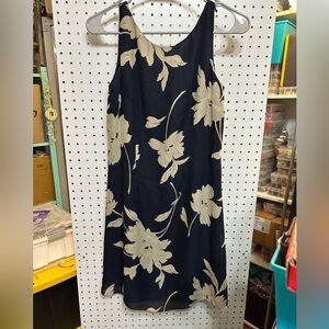 Ann Taylor Navy and Cream Floral Dress